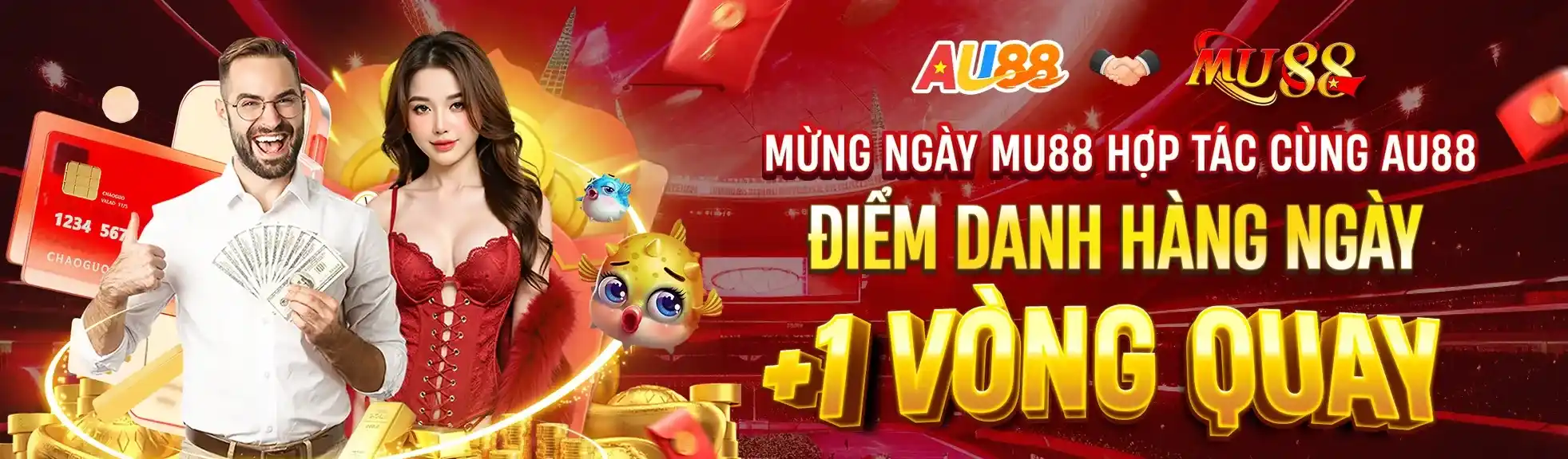 Mừng ngày MU88 hợp tác cùng AU88 điểm danh hàng ngày cộng 1 vòng quay